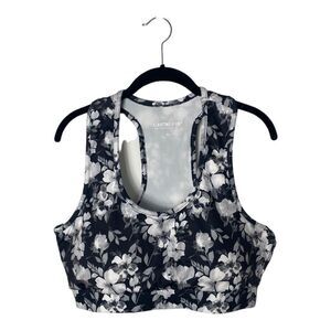 Starting Point SZ XL black and white floral print racerback sports bra